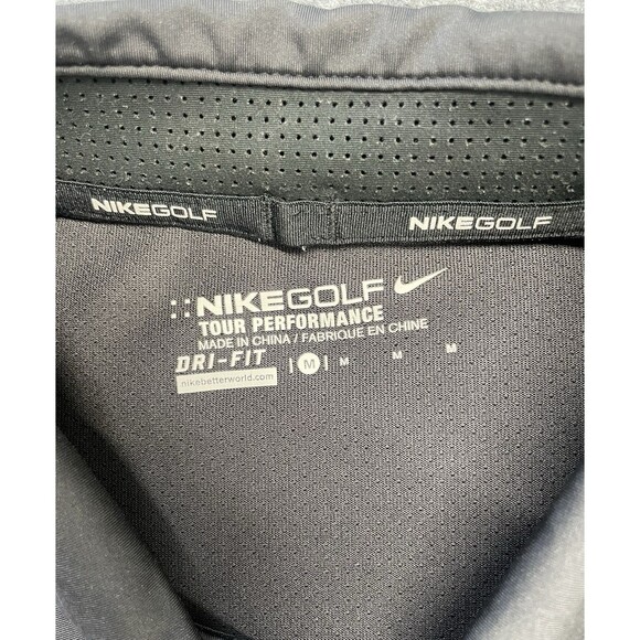 Nike Golf Polo Shirt Mens M Medium Black Gray Striped Tour Performance Dri-fit - Picture 4 of 8